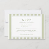 Olive Green Stripes Wedding RSVP Kaartje (Voorkant)