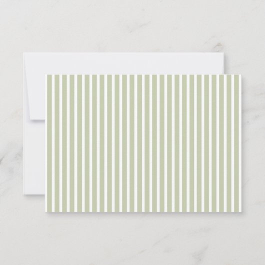 Olive Green Stripes Wedding RSVP Kaartje (Achterkant)