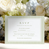 Olive Green Stripes Wedding RSVP Kaartje