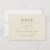 Olive Green Stripes Wedding RSVP Kaartje (Voorkant)