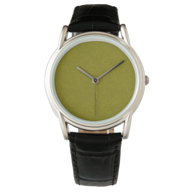 Olive green surface with subtle swirling pattern horloge (Voorkant)