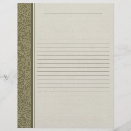 Olive Green Swirl Pattern Lined Multomap Paper (Voorkant)