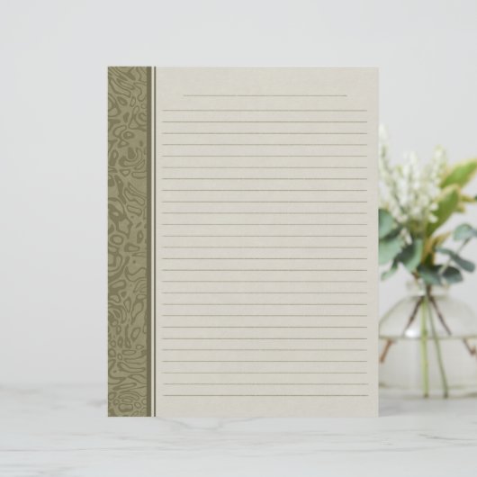 Olive Green Swirl Pattern Lined Multomap Paper (Staand voorkant)