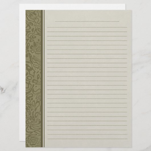 Olive Green Swirl Pattern Lined Multomap Paper (Voorkant / Achterkant)