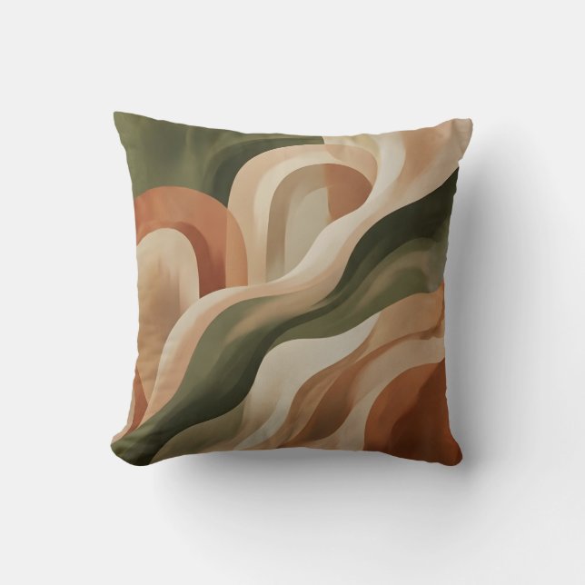 Olive Green Terracotta Abstract Throw Pillow Kussen (Voorkant)