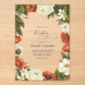 Olive Green Terracotta & Soft Ivory Floral Wedding Acryl Uitnodigingen (Voorkant)