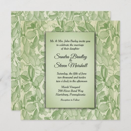 Olive Green  Theme Wedding Kaart (Voorkant / Achterkant)