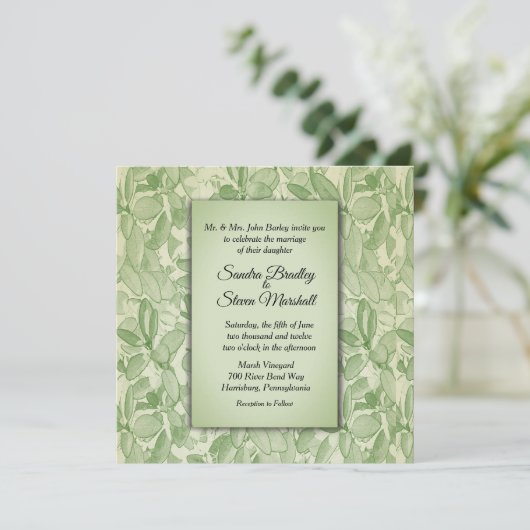 Olive Green Theme Wedding Kaart (Staand voorkant)