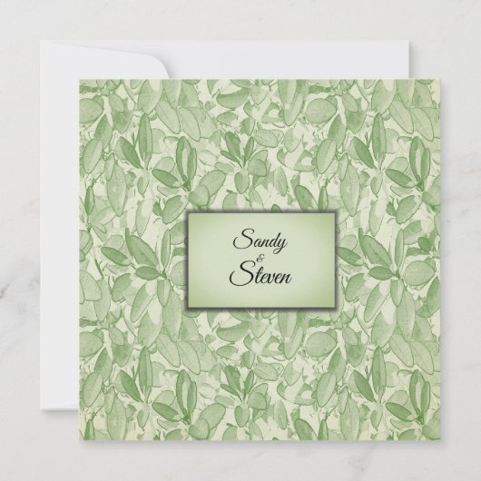 Olive Green Theme Wedding Kaart (Achterkant)