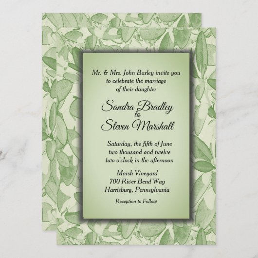 Olive Green  Theme Wedding Kaart (Voorkant / Achterkant)