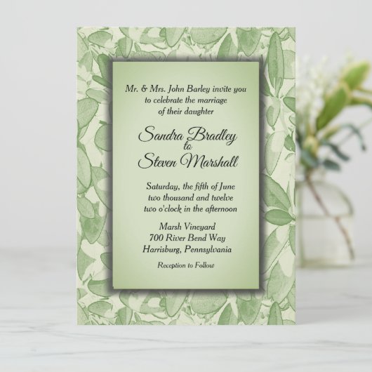 Olive Green  Theme Wedding Kaart (Staand voorkant)