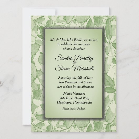Olive Green Theme Wedding Kaart (Voorkant)