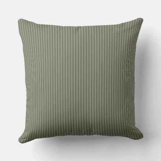 Olive Green Ticking Stripe Kussen (Achterkant)