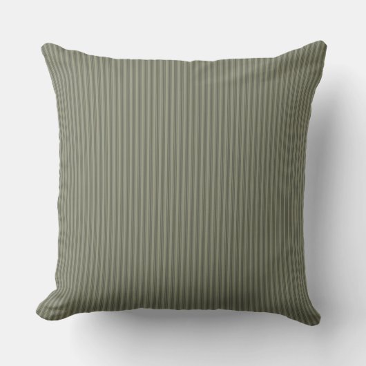 Olive Green Ticking Stripe Kussen (Voorkant)