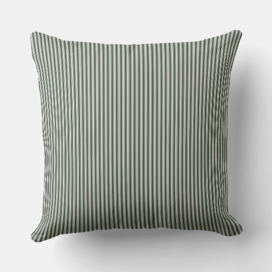 Olive Green Ticking Stripe Kussen (Achterkant)