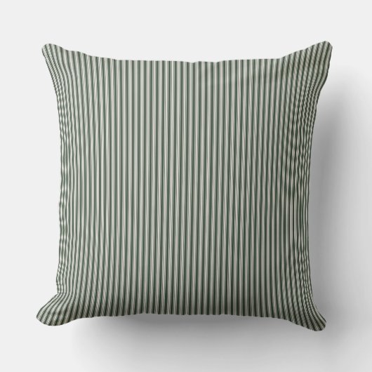 Olive Green Ticking Stripe Kussen (Voorkant)