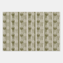 Olive Green Tinsel, Stripes and Confetti Patterns Inpakpapier Vel