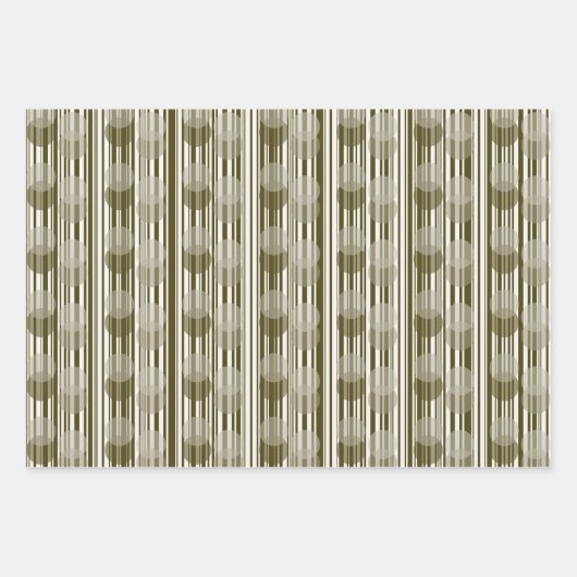 Olive Green Tinsel, Stripes and Confetti Patterns Inpakpapier Vel (Voorkant)