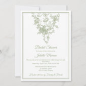 Olive Green Toile de Jouy Bridal Shower Invitation Kaart (Voorkant)