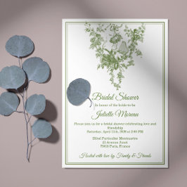 Olive Green Toile de Jouy Bridal Shower Invitation Kaart