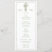 Olive Green Toile de Jouy Wedding Menu Card (Voorkant)