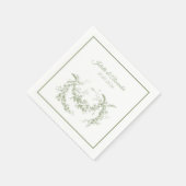 Olive Green Toile de Jouy Wedding Paper Napkins Servet (Hoek)