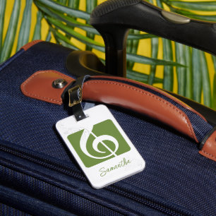 Olive Green Treble Clef Music Symbol Bagagelabel