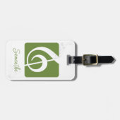 Olive Green Treble Clef Music Symbol Bagagelabel (Voorkant horizontaal)