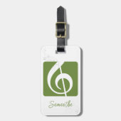Olive Green Treble Clef Music Symbol Bagagelabel (Voorkant verticaal)