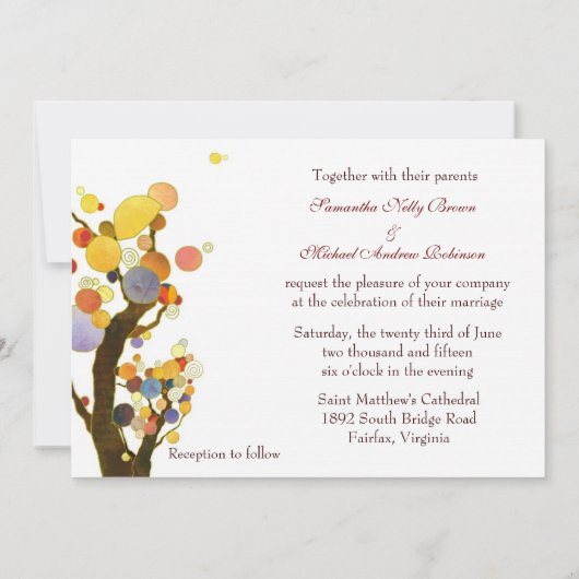 Olive Green Tree Theme Wedding Invitting Kaart (Achterkant)