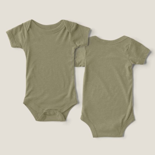 Olive Green Tri-blend Baby Bodysuit (Ontwerp Voorkant & Achterkant)