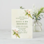 Olive Green Tropical Florals Bridesmaids Luncheon Kaart (Staand voorkant)