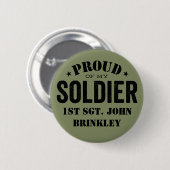 Olive Green Trots op mijn soldaat met naam Ronde Button 5,7 Cm (Voorkant /achterkant)