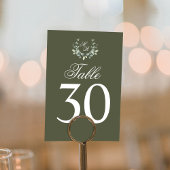 Olive Green Trouwtafel Nummer Monogram Motief Kaart