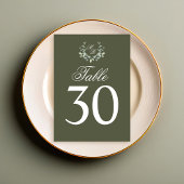 Olive Green Trouwtafel Nummer Monogram Motief Kaart