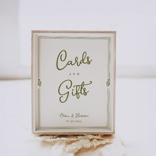 Olive Green Tuscan Elegant Cards and Gifts Sign Poster