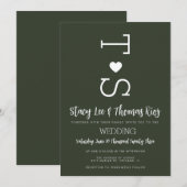 Olive Green Typografie Heart Wedding Invitation Kaart (Voorkant / Achterkant)