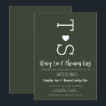 Olive Green Typografie Heart Wedding Invitation Kaart<br><div class="desc">Bold Olive Green Wedding Invitations</div>