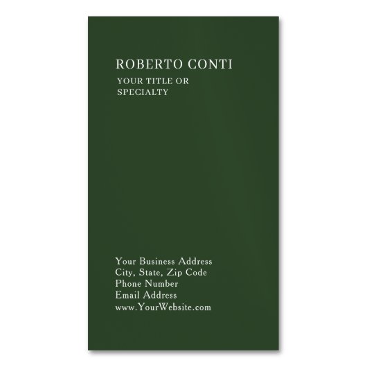 Olive Green Unique Plain Minimalist Modern Magnetisch Visitekaartje (Voorkant Verticaal)