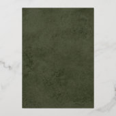 Olive Green Velvet Marble Eerste Communie Folie Uitnodiging (Achterkant)
