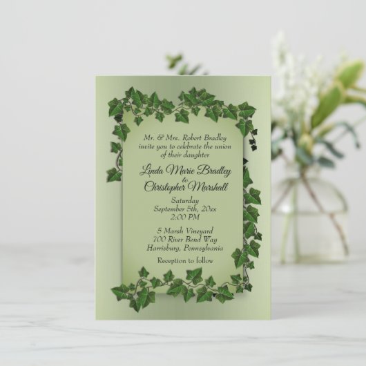 Olive Green Vines Weddenschap Kaart (Staand voorkant)