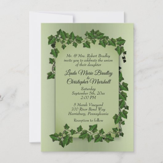 Olive Green Vines Weddenschap Kaart (Voorkant)