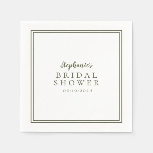 Olive Green Vrijgezellenfeest Wedding Simple Moder Servet (Voorkant)