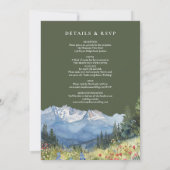 Olive Green Watercolor Mountain Wildflower Wedding Kaart (Achterkant)