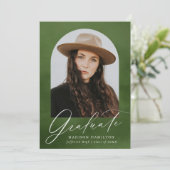 Olive Green Waterverf Arch 7 Foto Afstuderen Aankondiging (Staand voorkant)