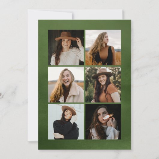 Olive Green Waterverf Arch 7 Foto Afstuderen Aankondiging (Achterkant)