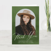 Olive Green Waterverf Arch Photo Afstuderen Bedankkaart (Voorkant)