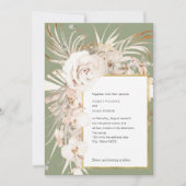 Olive green waterverf botanische florale bruiloft kaart (Voorkant)