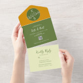 Olive Green Wedding All In One Uitnodiging (Afscheurbaar)