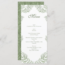 Olive Green Wedding Botanical Menu